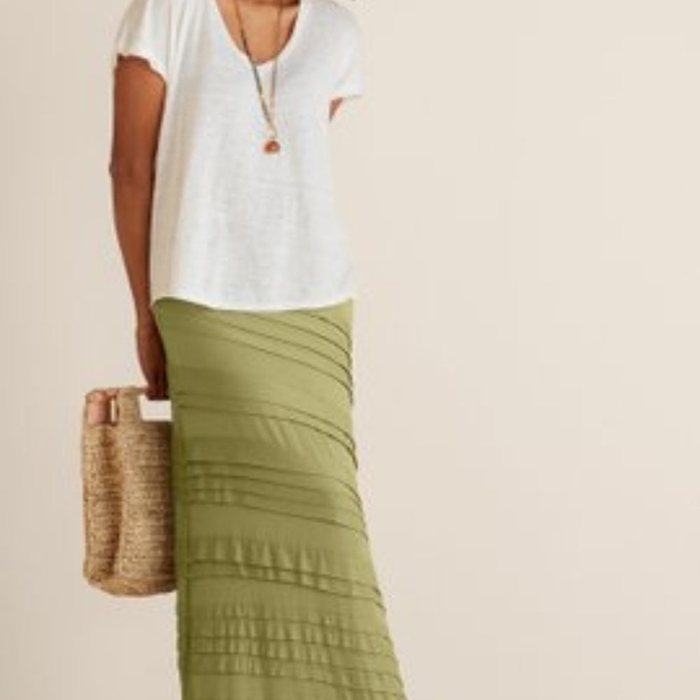 Soft Surroundings Olive Green A-Line Maxi Skirt